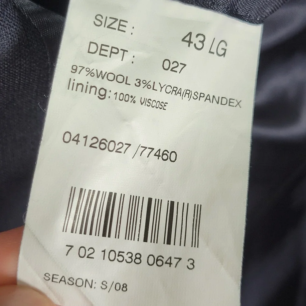 Brooks Brothers 346 Men's Sport Coat Blazer Two‎ Button Navy Blue Stretch 43L